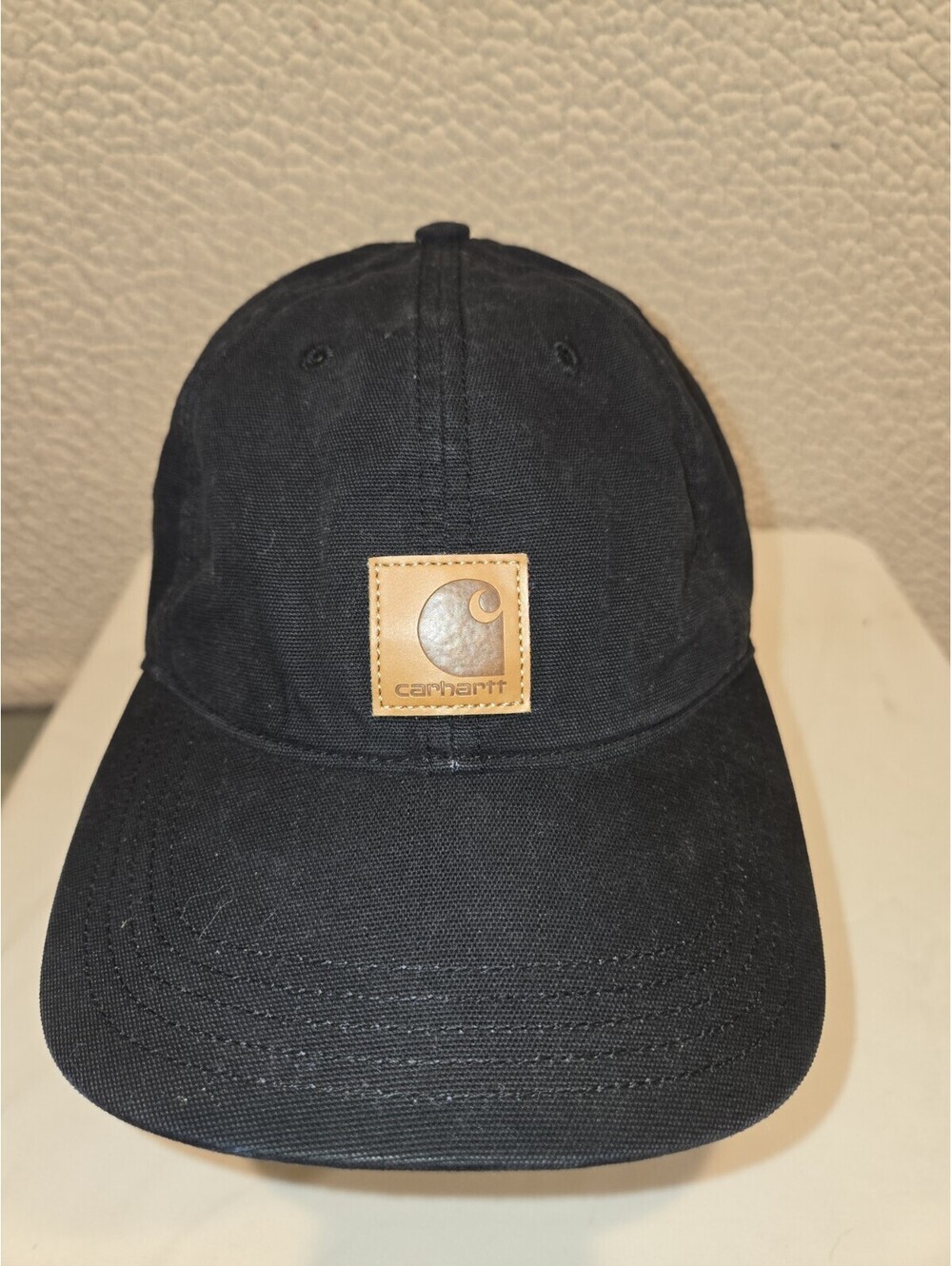 Carhartt Black Canvas Baseball Cap With Leather Patch One Size Fits All